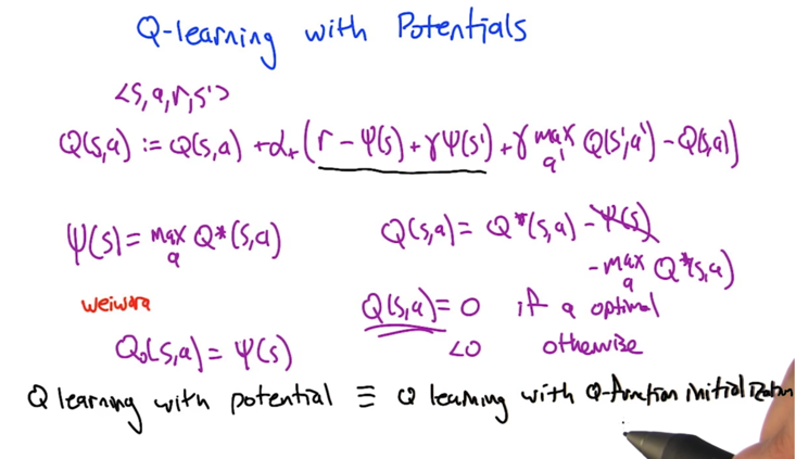 Q-learning with potential