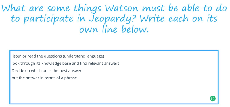 Quiz: what Watson can do