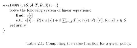 Value function algorithm