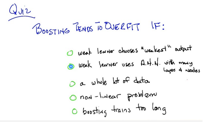 Quiz 5: Boosting tends to overfit when ___.